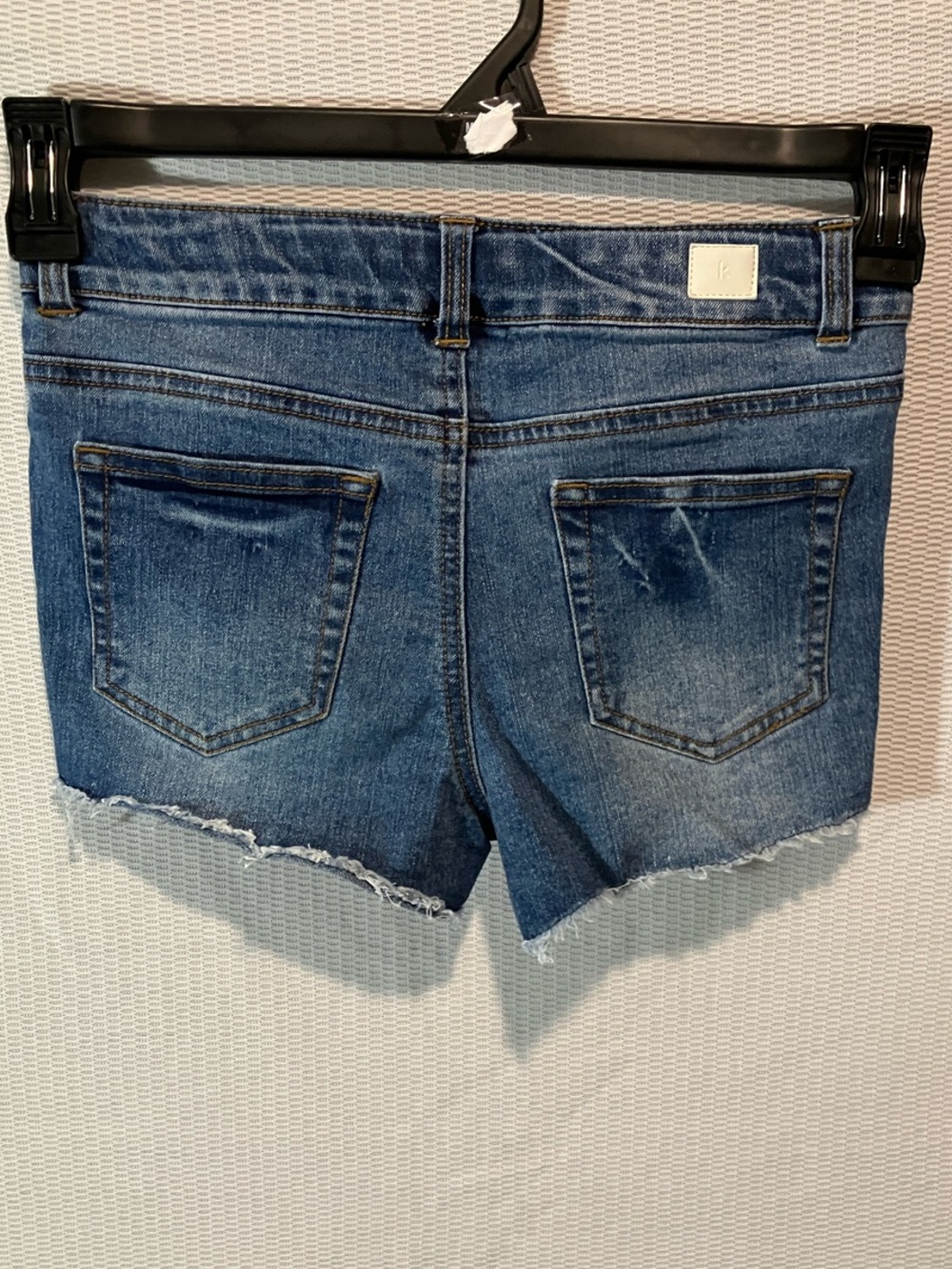kidpik Dark Blue Denim Shorts with Pink Floral Sequin Patches - Picture 8 of 10